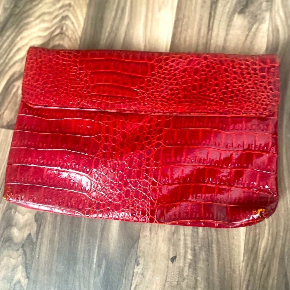 Red leather clutch
